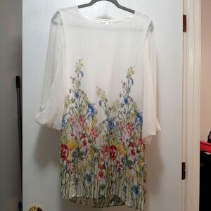 Face face Floral Boho Grandma Core Lighweight Long Lined Blouse Small